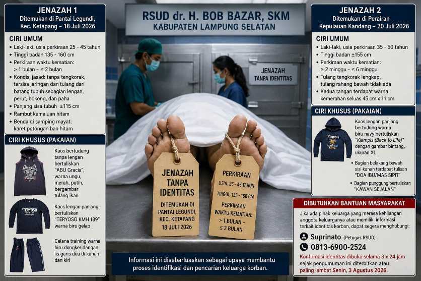 RSUD dr. H. Bob Bazar Umumkan Dua Jenazah Tanpa Identitas, Masyarakat Diminta Bantu Proses Identifikasi Korban